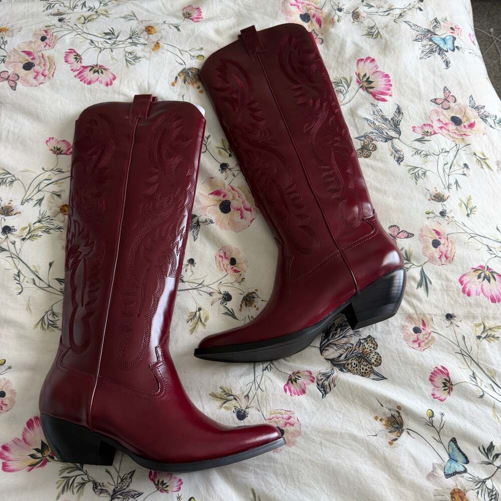 Jeffrey Campbell Finn Tall Western Boots in Wine Merlot - Picture 1 of 6